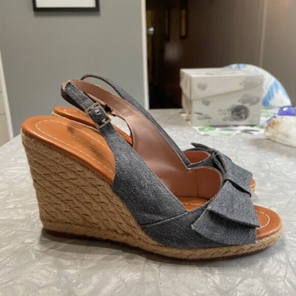 Kate Spade Denim Straw Leather Made in Italy Women’s 7 - Picture 3 of 6